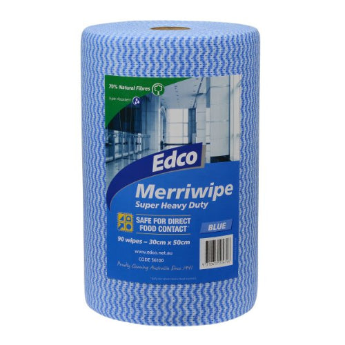 Edco Merriwipe Super Heavy Duty Wipes Rolls - Blue