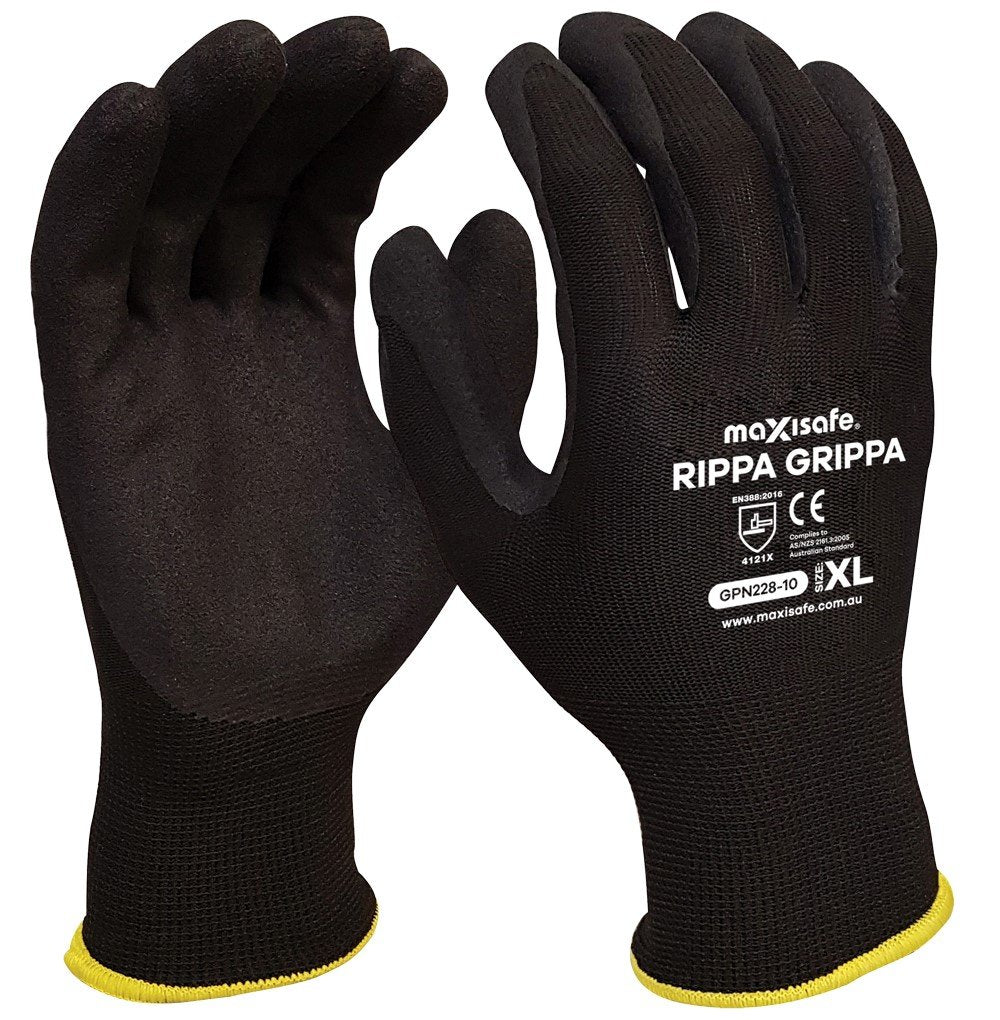 Rippa Grippa' Black Nitrile Coated Synthetic Glove